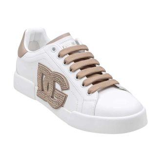 Dolce & Gabbana Portofino Light Strobel Sneakers - Dames - Sneakers - Wit - 38 1/2 EU - Leer - Schoenen