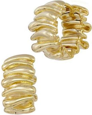 Savvy Cie Jewels 18K Gold Plated Wavy Huggie Hoop Earrings in Yellow at Nordstrom Rack