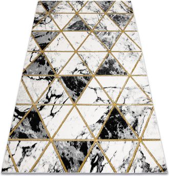 RugsX Rugsx - Alfombra Emerald Exclusivo 1020 Glamour, Elegante M&aacute;rmol, Triangulos Negro / Oro Beige 160x220 Cm