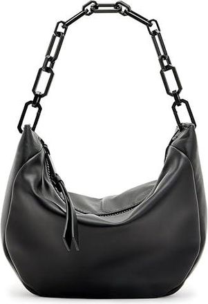 AllSaints Madea Mini Chain Bag Clutch Womens Handbags Black, Cotton/Leather/Twill