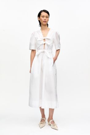 Ganni White Stretch Cotton Dress - Size 32 Elastane