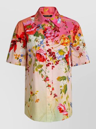 Roberto Cavalli silk nylon floral print short sleeve top