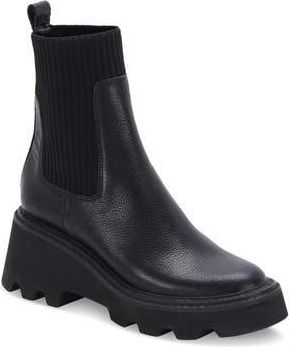 Dolce Vita Hoven H2O Waterproof Platform Lug Sole Bootie in Black Leather H2O at Nordstrom Rack, Size 7