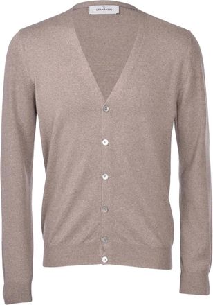 Gran Sasso Cardigan in lana vergine con scollo a V - Marrone