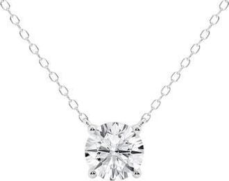 Badgley Mischka 14K Gold Round Cut Lab-Created Diamond Pendant Necklace - 1.0ct in White at Nordstrom Rack, Size 16