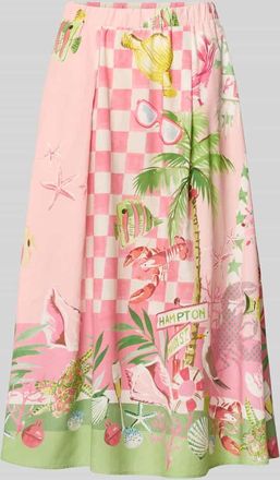 Smith & Soul Midirock aus Viskose-Baumwoll-Mix mit elastischem Bund in Pink, Gr&ouml;&szlig;e XL