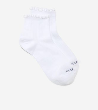 Cole Haan Womens 2-Pair Ruffle Quarter Ankle Socks - White