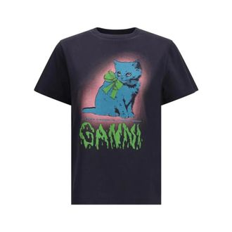 Ganni Dames, Tops, Zwart, Maat: XS Katoen