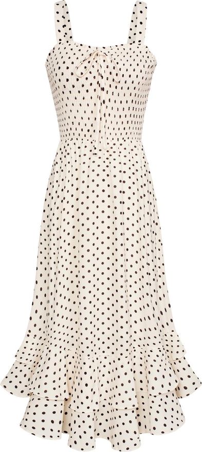 Grace Karin Women Strappy Beige Polka Dots Beach Dress Square Neck Chiffon  A Line Smocked Maxi Dress for Summer M from 35.99 - on Stylight