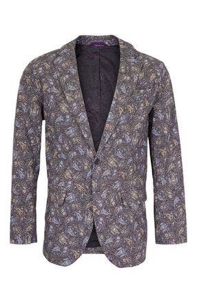 Lords of Harlech Hadrian Stretch Cotton Blazer in Madrid Paisley Smoke at Nordstrom, Size 40