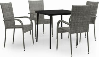 vidaXL Juego De Comedor Para Jard&iacute;n 5 Piezas Con Cojines Gris Y Negro Vidaxl