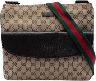 Gucci Pre-owned Cross Body Bags, female, Beige, Size: ONE SIZE Pre-owned Canvas Crossbody Bag