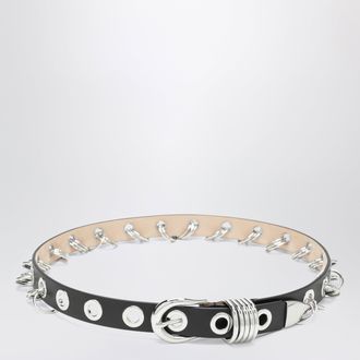 D&eacute;hanche Revenge belt black/silver in leather with metal eyelets