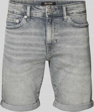 Only & Sons Regular Fit Jeansshorts aus Baumwoll-Mix Modell PLY MGD 8774 in Mittelgrau, Gr&ouml;&szlig;e XXL