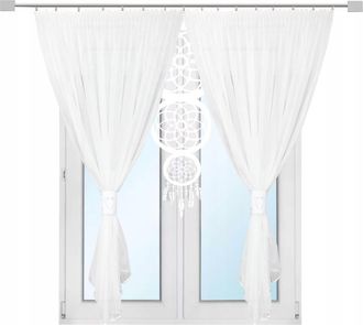OEM Cortina Moderna Estilo Boho Para Terraza, Balc&oacute;n O Sala De Estar, Con Dise&ntilde;o De Atrapasue&ntilde;os, Color Blanco, 300 X 250