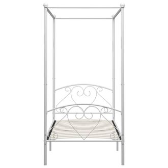 Berkfield Home Elegant Canopy Bed Frame White Metal 100x200 cm