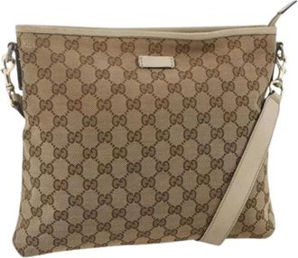 Gucci Pre-owned Cross Body Bags, female, Beige, Size: ONE SIZE Pre-owned Vintage GG Canvas Shoulder Bag