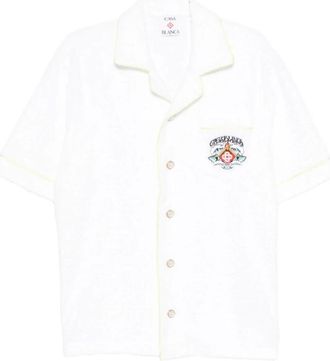 Casablanca Towelling Monogram Short Sleeve Shirt - Heren - Pyjama - Wit - XL - Katoen - Nachtkleding