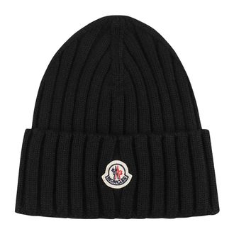 Moncler Accessoires, Dames, Zwart, ONE Size, Wol, Tricot Muts