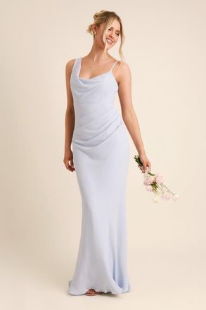 Six Stories Cowl Front Chiffon Bridesmaid Dress in Pale Blue at Nordstrom, Size 10