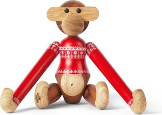 Kay Bojesen Holz-Affe, Christmas Jumper 2024, klein, Limbaholz / Teakholz/ rot