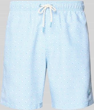 Shiwi Badehose mit Label-Patch Modell Mike in Blau, Gr&ouml;&szlig;e XXL