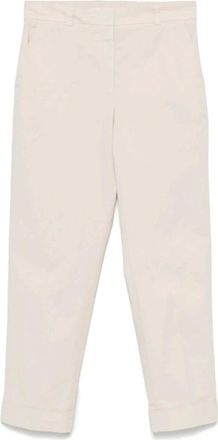 PESERICO Broeken, Heren, Beige, S, Katoen, Taps toelopende broek met haaksluiting