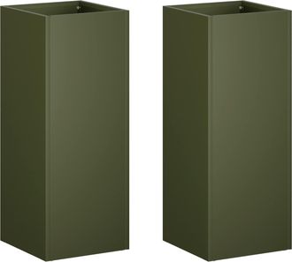 vidaXL Macetero De Jard&iacute;n 2 Uds. Verde Oliva 20 X 20 X 40 Cm Vidaxl