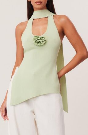 SNDYS Naia Scarf Halter Sweater Tank in Matcha at Nordstrom, Size X-Large