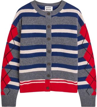 Damson Madder Didi Striped Layered Wool Cardigan - Multicoloured - 16 (UK16 / XL)