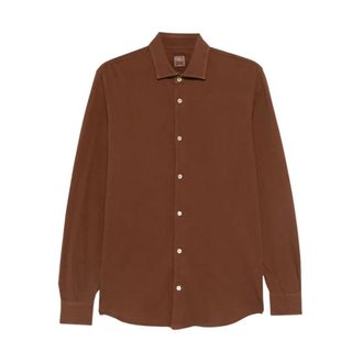 Fedeli Casual Shirts, male, Brown, Size: 3XL Robert ML Superlight Piquet FR