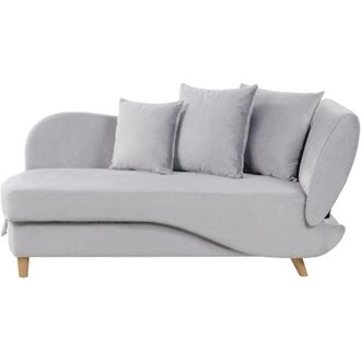 Beliani Beliani - Chaise Longue in velluto grigio chiaro lato destro con contenitore Meri ii