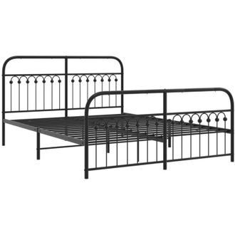 vidaXL Estructura Cama Sin Colch&oacute;n Con Estribo Metal Negro 150x200 Cm Vidaxl