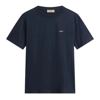 Woolrich T-Shirts, male, Blue, Size: 2XL Cotton Logo T-Shirt