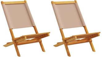 vidaXL Vidaxl - Sillas De Jard&iacute;n 2 Uds Madera Maciza Acacia Y Tela Gris Taupe