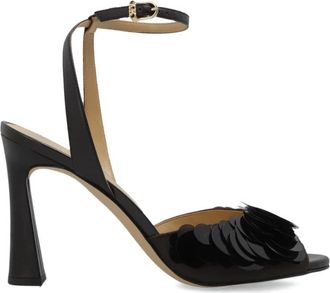 Michael Kors Loretta Sequin Embellished Sandal - Dames - Sandalen met hakken - Bruin - 37 EU - Pailletten - Schoenen