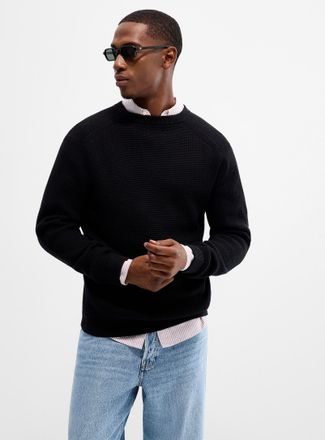 Le 31 Mens Waffle knit sweater