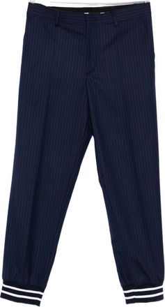 Moschino Relaxed-Fit Pinstripe Trousers with Sporty Ribbed Cuffs