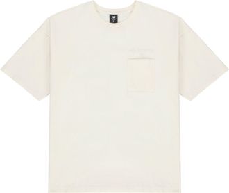 New Balance Logo Embroidered Pocket Knit Round Neck Short Sleeve Couple Style White AMT21549-IV