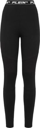 Philipp Plein Quilted High-Waist Leggings - Dames - Leggings - Zwart - XS - Katoen - Broeken
