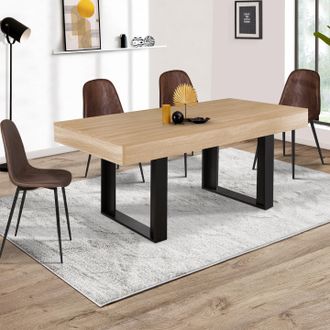 IDMarket Idmarket - Mesa De Comedor Phoenix Para 6 En Madera Y Negro 160 Cm