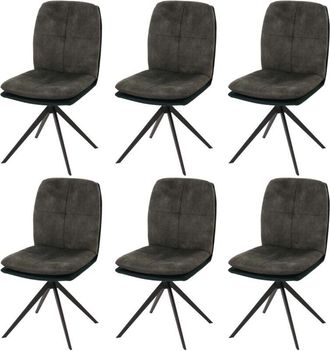 Hhg [nunca Usado] Lote De 6 Sillas De Comedor Hhg-178, Silla De Cocina, Sill&oacute;n, Posici&oacute;n Autom&aacute;tica Giratoria, Metal Tela/textil, Verde