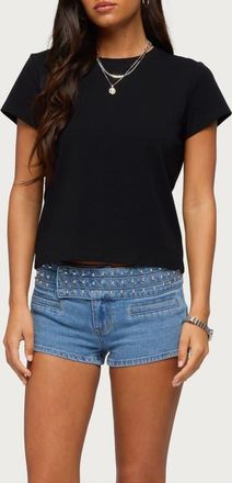 Edikted Perfect Basic Stretch Cotton T-Shirt in Black at Nordstrom, Size X-Large