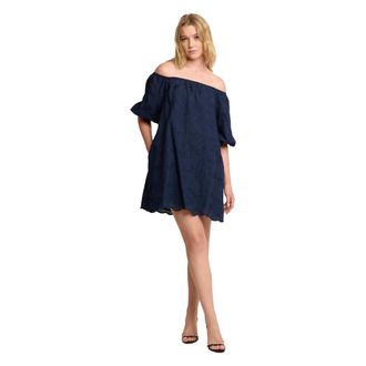 Kocca Jurk met blote schouders- kort - Dames - Feestkleedjes - Blauw - XS - Kleedjes