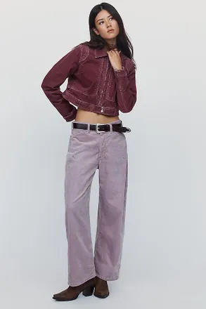 Pilcro Kayden Corduroy High-Rise Barrel-Leg Jeans