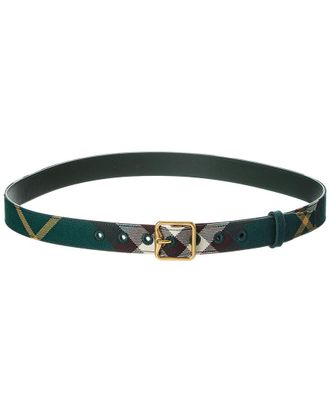 Burberry Check Canvas & Leather Belt