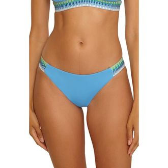 BECCA by Rebecca Virtue Fiesta American Basket Weave Trim Bikini Bottoms in Sky Blue at Nordstrom, Size X-Large