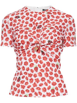 Versace Strawberry Garden gathered top - women - Silk/Elastane - 44