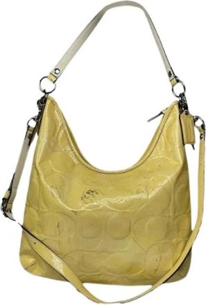 Coach Pre-owned Shoulder Bags, female, Yellow, Size: ONE SIZE Pre-owned Leather Shoulder Bag