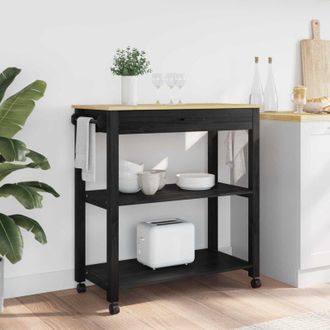 vidaXL vidaXL Carrello da Cucina MONZA Nero 84 x 40 x 88,5 cm